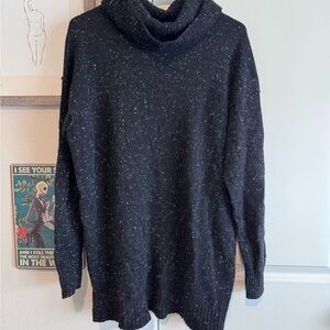 Athleta Black Speckled Turtleneck Sweater